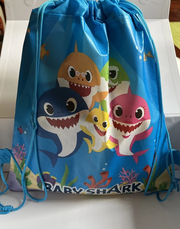 12x BABY SHARK Party Favors Drawstring Backpack Sling Tote bag - Image 4 of 4