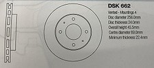DISQUE DE FREIN DSK662 MITSUBISHI CARISMA/GALLANT/MIRAGE & VOLVO S40/V40