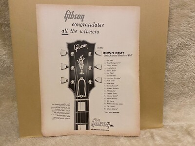 JBFA5 WERBUNG 11X8 GIBSON GITARREN GRATULIERT. JIM HALL. WES MONTGOMERY
