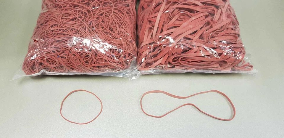 PS-HANDELSHAUS 1000g / 1Kg Gummiringe & Gummibänder verschiedene Größen & Ausführungen, in ROT