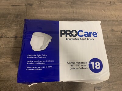 PROCARE Protective Underwear/Adult Diapers Large Waist 45''-58'' (1 Pack 18)