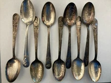Vintage Presidential Spoon Lot (9)-Adams, Jefferson, Pierce Etc (W.M Rogers MFG)