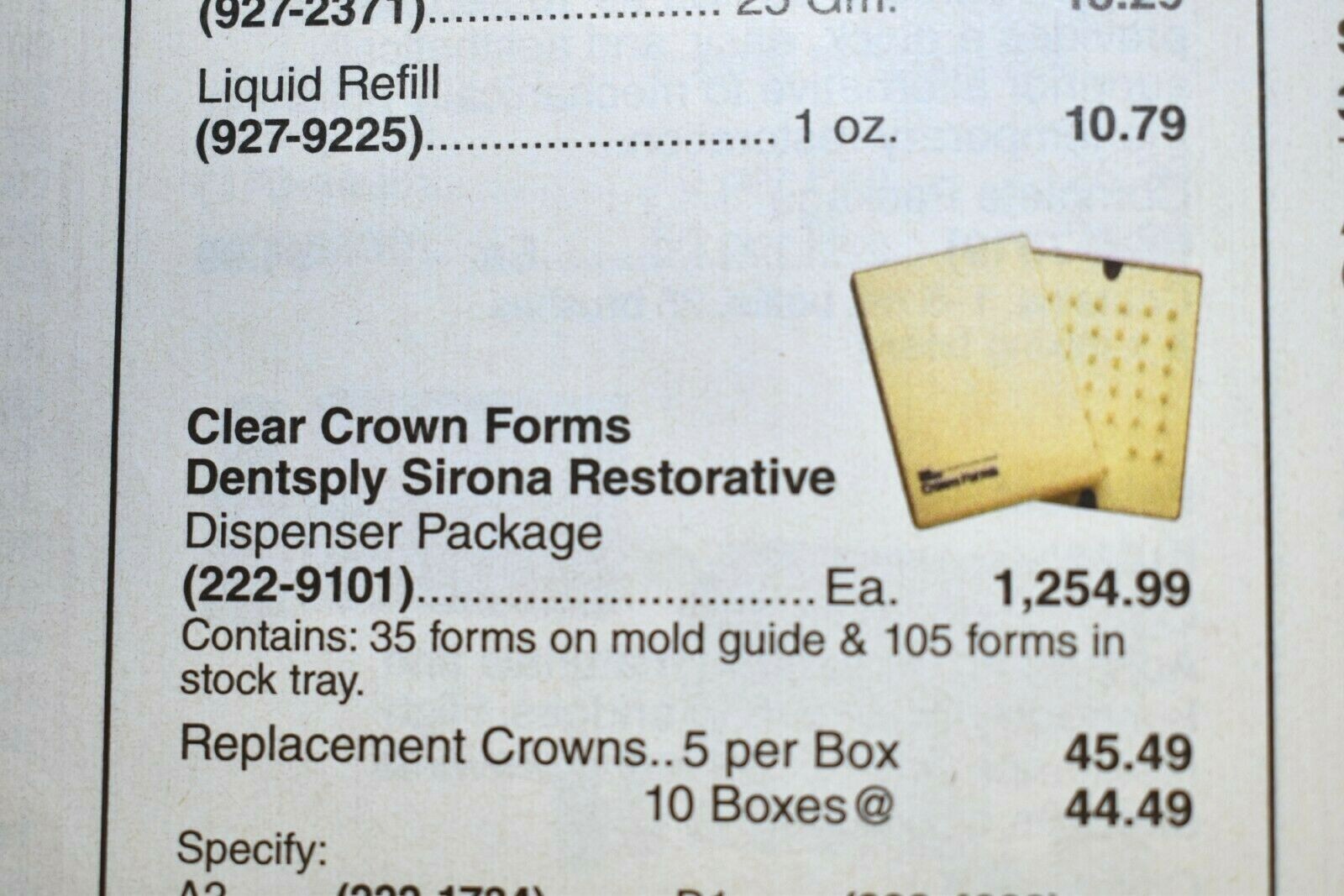 Dental CLEAR Crown Forms Dispenser Package DENTSPLY 611693 Over 85