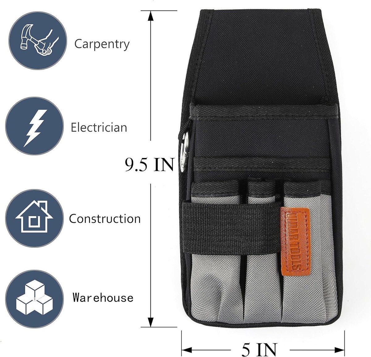 Small Tool Pouch with Belt Clip,Tool Belt Pouches,Electrician Tool