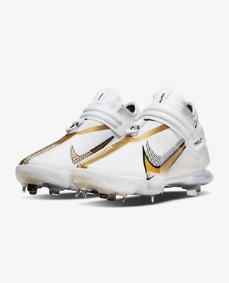 Nike Force Zoom Trout 7 Pro White Gold Metal Baseball Cleats Nike Force Zoom Trout 7 Pro White Gold Metal Baseball Cleats