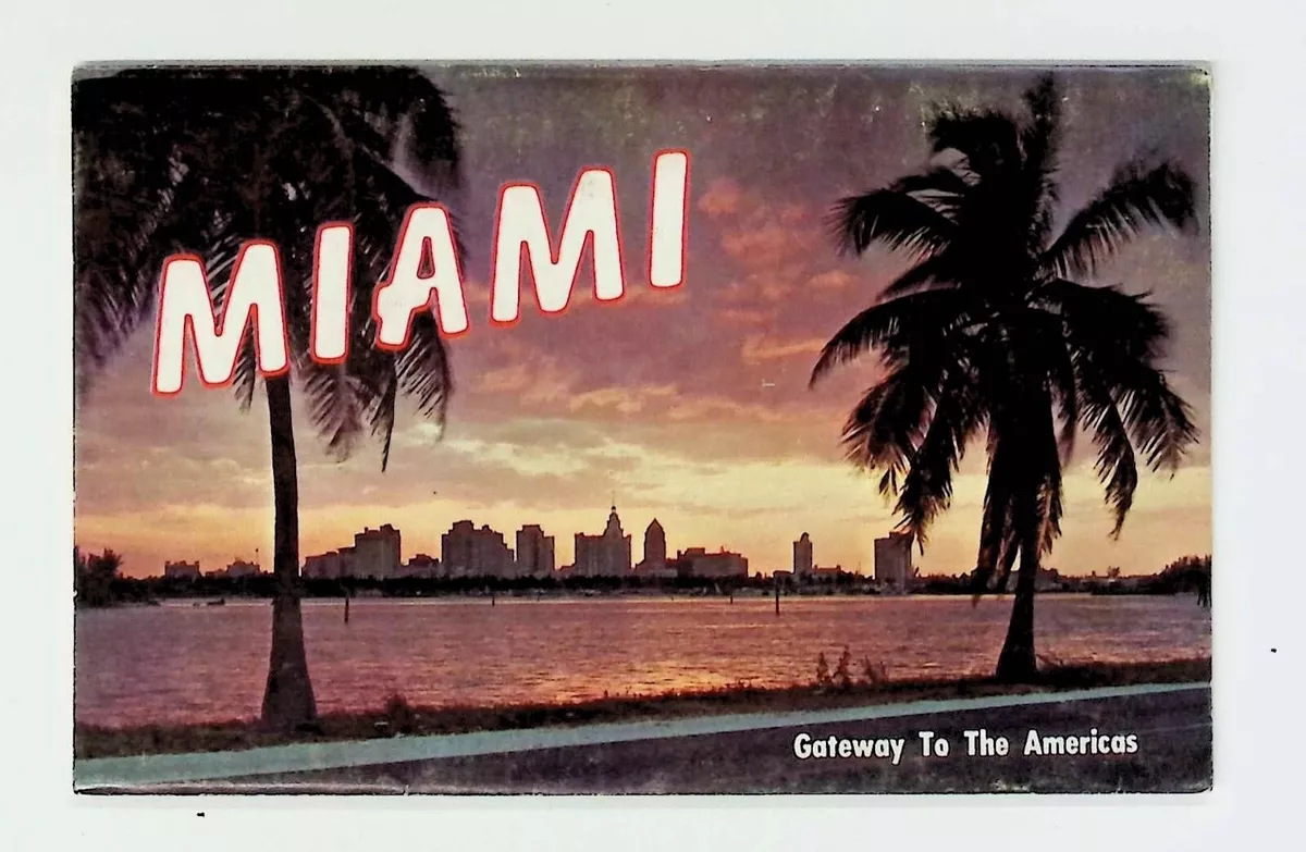 Miami & Miami Beach FLORIDA Vintage Linen Postcard Folder