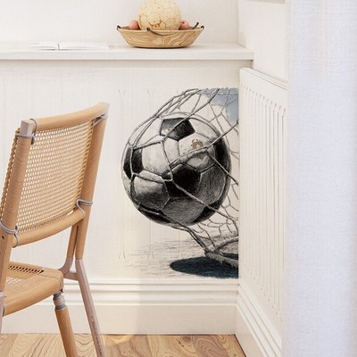 Fußball Fan Wandbild Druck fangen Ball betreten Netz stilvoll einfarbig Design