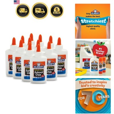 Liquid School Glue, Slime & Craft, Safe and Non-Toxic, Washable, White, 4 Oun...