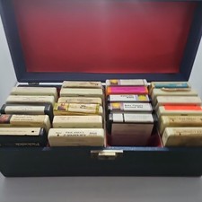 Lot of 22 8-Track, Carrying Case Faux Leather Alligator Skin,brown,USED,M-5-2