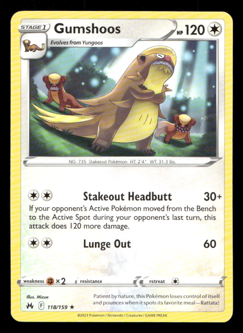 Gumshoos 118/159 Crown Zenith NM/M Pokemon