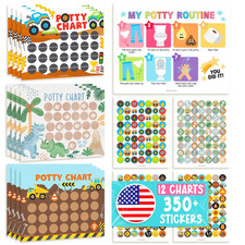 Potty Training Chart for Toddler Boys - Bundle Sticker Chart for Kids Potty Trai