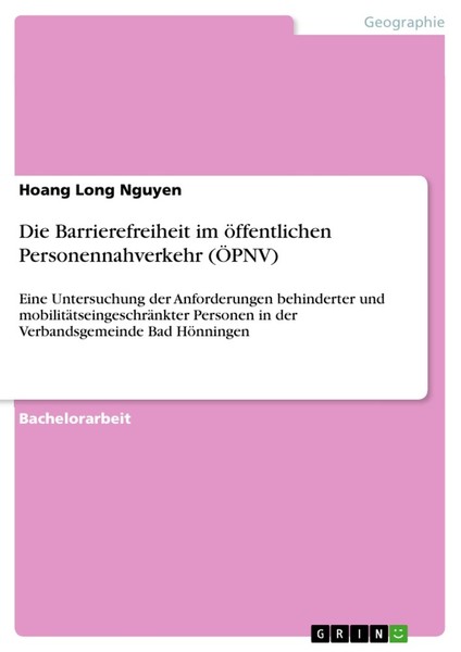Die Barrierefreiheit Im öFfentlichen Personennahverkehr (ÖPnv) (Buch)-image