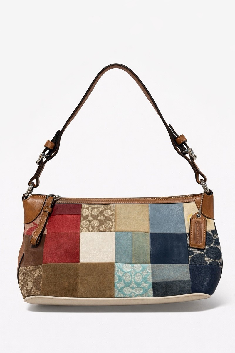 Coach Patchwork Multicolor Shoulder Bag Logo Zip Closure | eBay
