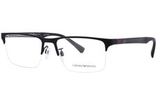 Emporio Armani EA1110D 3175 Eyeglasses Men's Rubber Black Semi Rim 55mm