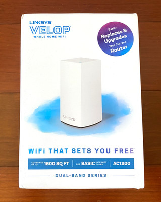 Linksys Velop Dual Band Intelligent Mesh Wi-Fi System White 1 Pack (AC1200)