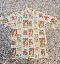 Vintage 90  s Pierre Cardin Tropical Hawaiian Floral Button Up Shirt Mens Size M
