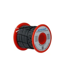 BNTECHGO 22 Gauge Silicone Ribbon Cable Flexible 2P Black 50 50ft, black 