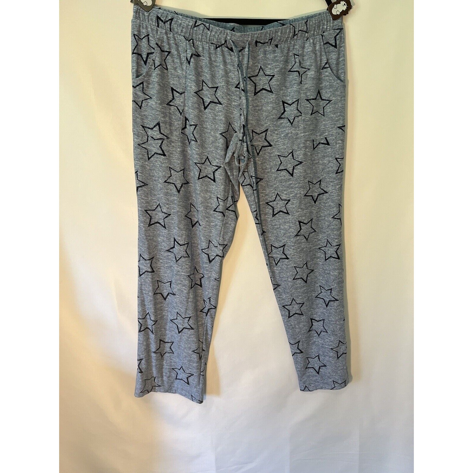 Lucky Brand Womens XL Lounge Pants Blue Stitched Star Comfy Pajama