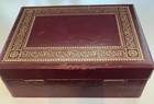Vintage Two Tier Jewelry Box Burgundy w/ Gold Trim  and velvet Interior — photo 2