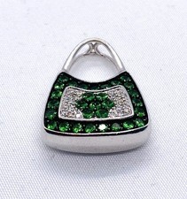 18k White Gold Mirabelle Diamond and Green Stones Pendant Charm