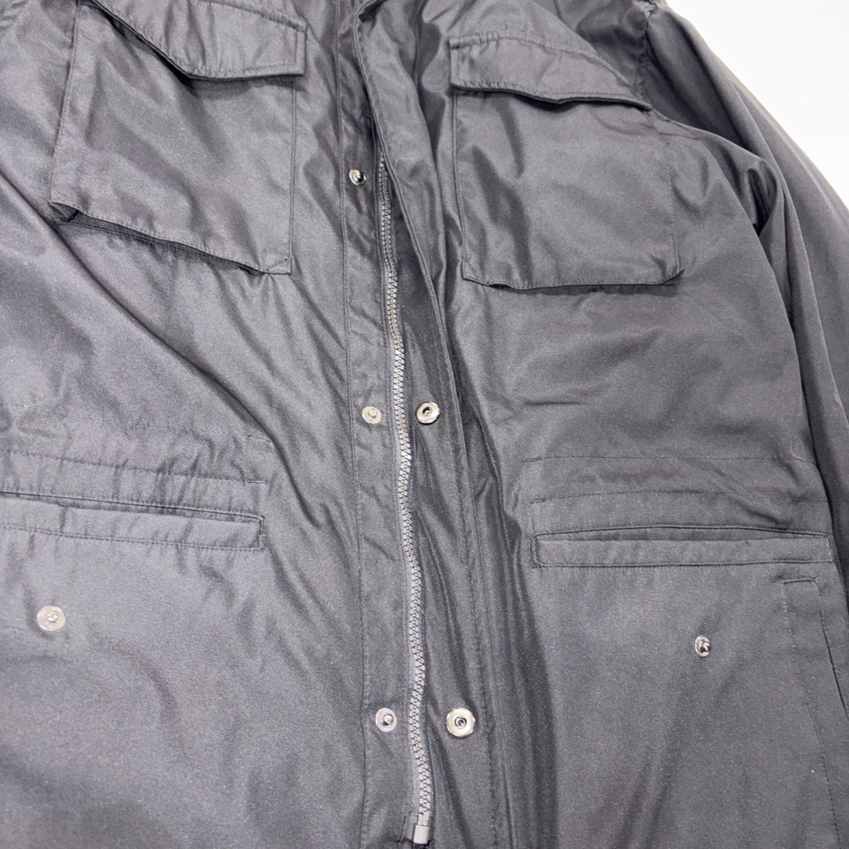 Chaqueta Michael Kors Para Hombre Mediana Cremallera Completa A Presión Negra Capucha Oculta Preppy Militar Foto 3 de 4