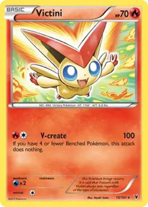 Victini - 15/101 - Pokemon Noble Victories Black & White Holo Rare Card LP