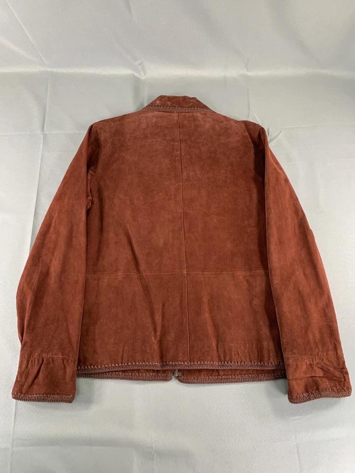Chaqueta de gamuza Coldwater Creek para mujer 1X marrón detalle de ganchillo cuero nueva con etiquetas 16-18 Foto 2 de 4