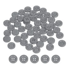 50pcs Sewing Button 11mm 4 Holes Resin Round Crafting Buttons Gray