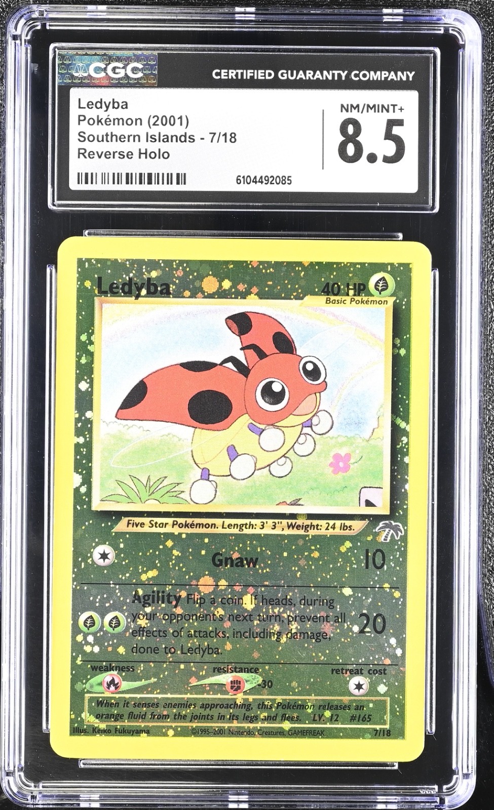 CGC 8.5 Ledyba 7/18 2001 Southern Islands Reverse Holo