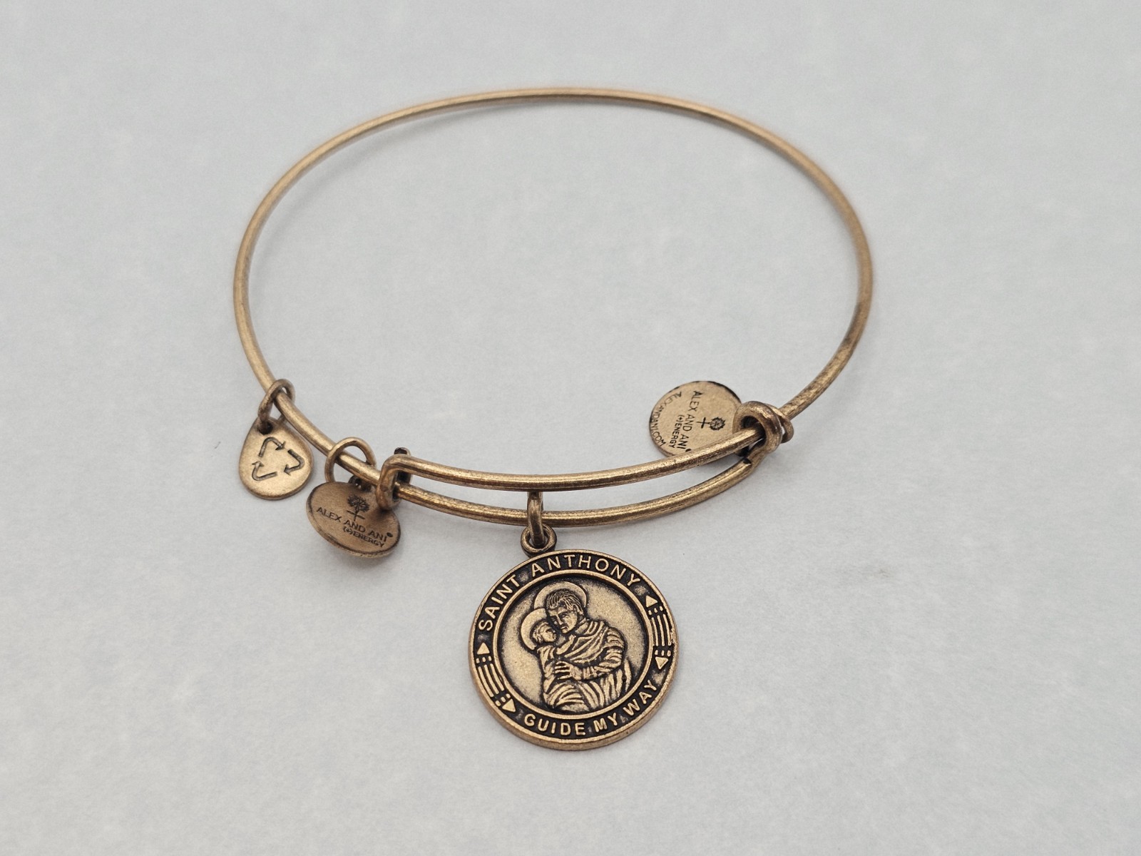 Alex & Ani Charm Bracelet Gold  St Anthony Religious GUIDE MY WAY ✨️🎁
