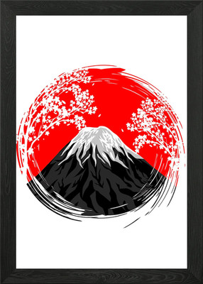 Japanischer Fuji minimalistisches gerahmtes Wandbild Poster Leinwanddruck Bild