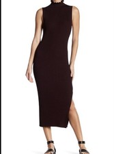 Theory Hedrisa Lustrate Ribbed Midi Dress Maroon Burgundy Small S