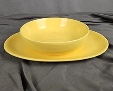 Fiestaware 2 Piece Sunflower Yellow Serving Plater & Serving Bowl Looks New