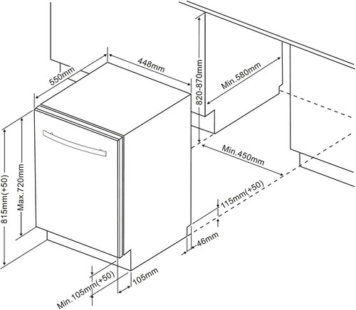 PKM GSP9-5FI Vollintegrierter Geschirrspüler, 45 cm breit, 9 Maßgedecke, Aqua St - Bild 2 von 2