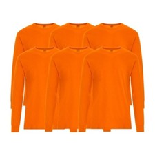 6 Pack: Long Sleeve High Visibility NON ANSI Hi VIS T-Shirt Safety Orange Shirts
