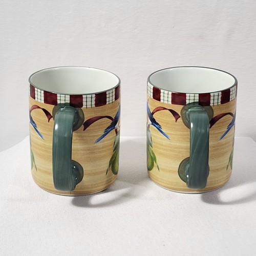 2 Lenox Winter Greetings Tartan Plaid Eastern Blue Bird Coffee Cup Mug - Picture 2 of 9