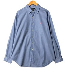Used Ralph Lauren CLASSIC FIT wide collar long-sleeve cotton striped shirt m...