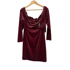 NWT Express Off Shoulder Twist Front Velvet Mini Dress Womens XL Red Romantic