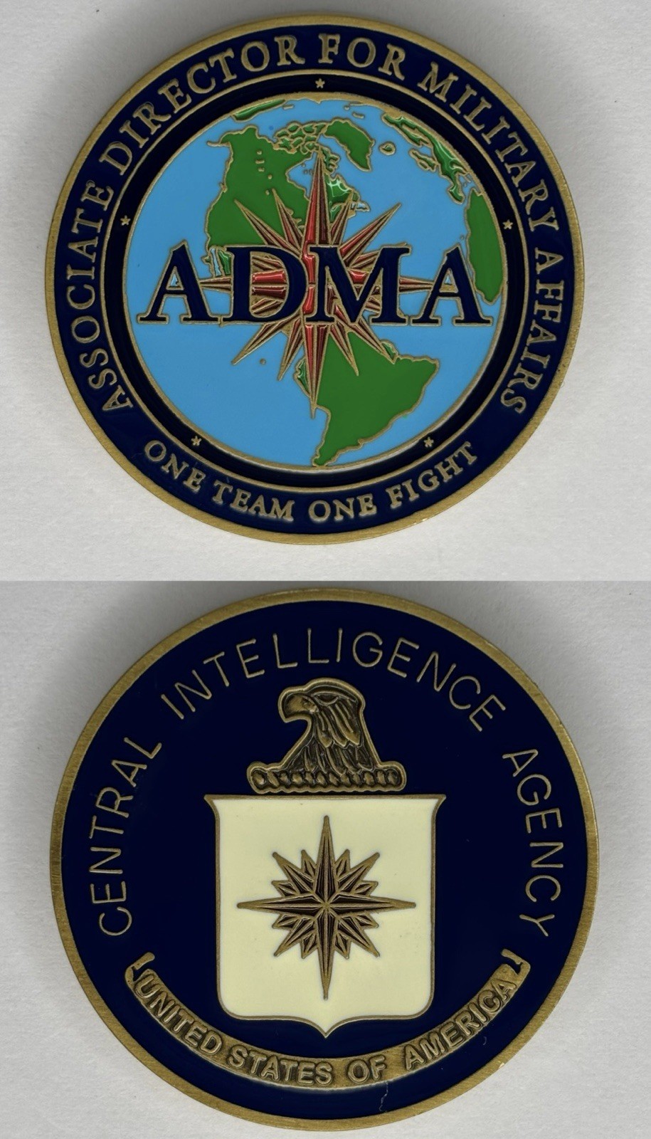 CIA ADMA Challenge Coin Associate Director Military Affairs USA One Team 1 Fight