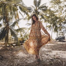 Spell & The Gypsy Seashell Gown x Free People Size Large Floral Long Sleeve