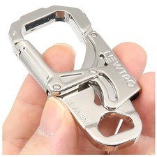 NEWTRO Carabiner Keychain Clip - Double 3.2"L x 1.5"W x 0.5"H, 1pcs-A-Silver