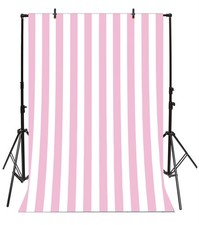6x8 FT Photography Background Pink White Stripe Backdrop Happy Birthday Prop