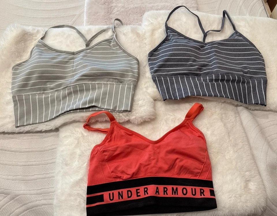Спортивные бюстгальтеры. Лот из 3 (1-Under Armour сжатия) 2-GAIAM серый в полоску средний. - Изображение 2 из 4