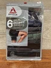 Men's Reebok Performance Small Boxer Briefs- 6 Pack Regular Length 6  Inseam
