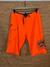 Fox Racing Overhead Board Shorts Mens 30 Neon Orange Big Logo Surf Beach