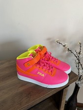 FILA F-13 Neon Pink Orange High Top Sneakers Women's 7.5 Streetwear Retro