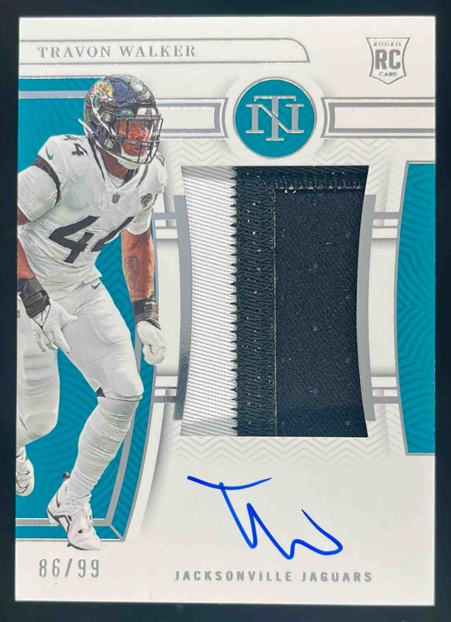2023 National Treasures Travon Walker Rookie Patch Auto /99 #176 Jaguars view 1