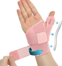 Thumb Wrist Support Brace Carpal Tunnel Sprain Splint Arthritis Left Right Pink