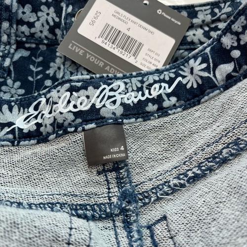 Corto de mezclilla tejido flexible Eddie Bauer para niñas sombra floral mediano índigo talla 4 - Imagen 7 de 8