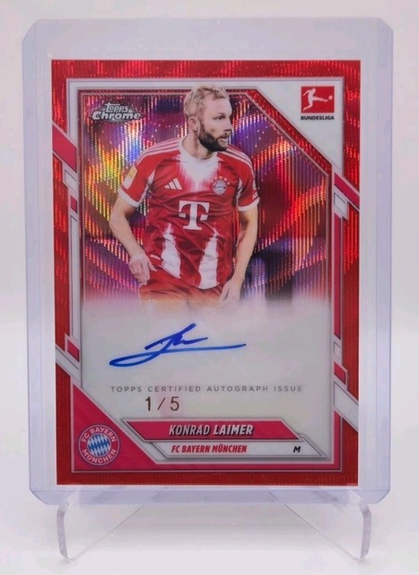 Konrad Laimer 2025-26 Topps Chrome Bundesliga Auto Red Wave Refractor #'d 1/5